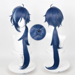 3 stiili Kaeya Cosplay parukas Anime 80cm/85cm pikk tume sinine pats kuumakindel s&uuml;nteetiline juus Halloweeni peo parukad + Parukakate One Size blue