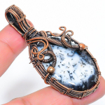 Dendrite Opal Handmade Copper Wire Wrap Jewelry Pendant 2.60 g9e23