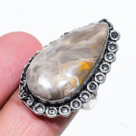 Bumblebee Jasper Handmade 925 Sterling Silver Jewelry Ring Size 8 a8h05
