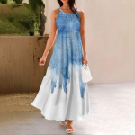 Naiste suvine vabaaja mood traksidega varrukateta kleit L sinine