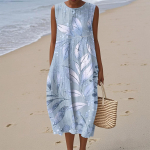 Naiste Mood Vabaaja Varrukateta &Uuml;mara Kaelusega Lilleline Elegantne Temperament Kleit L roosa