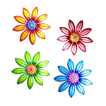 Metallist lilleline seinakaunistus Kunst skulptuur rippuv ornament Esteetiline kodutuba Aia sisehoovi kaunistus v&auml;ljas(4 v&auml;rvi Valikuline) 4PCS A SET