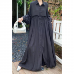 Korea lahtised &uuml;he n&ouml;&ouml;biga s&auml;rgikleidid naistele Suvine vabaaja &uuml;hev&auml;rviline pikk kleit Elegantne pikkade varrukatega allakeeratava kraega kleit One Size must