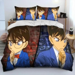 Anime Detektiiv Conan Multikas Voodipesu Komplekt Poistele T&uuml;drukutele &Uuml;heinimese Kahekohaline Kuninglik Suurus Tekikott Padjap&uuml;&uuml;r Voodi poisid T&auml;iskasvanute Magamistuba 70x133cm 2pcs
