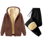 Naiste Mood &Uuml;hev&auml;rviline Ja Talvine Polsterdatud Ja Paksenenud Lukuga Kapuutsiga Dressipluus Jakk Sweatpants Vabaaja Kaheosaline Komplekt XXXXXL