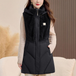 Mood Talvine Naiste Vest Kapuutsiga Karusnahast Karusnahast Kraega Paks Soe Vabaaja Varrukateta Jakid Naine Pikk Mantel S