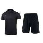 Under Armour &Uuml;hev&auml;rviline Mugav Pullover L&uuml;hikeste Varrukatega Polo S&auml;rk Elastse V&ouml;&ouml;ga L&uuml;hikesed P&uuml;ksid Vabaaja Spordikomplekt Meeste Komplektid Must 23500507-001+22500214-001 S