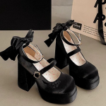 Moodsad naiste k&otilde;rgekontsaga kingad Lolita pumbad Moodsad kevad-s&uuml;gisesed daamide v&auml;lisjalatsid Retro kikilipsuga Mary Jane Prantsuse elegantne 6-8cm k&otilde;rgekontsaga 35 must