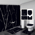 Marmorist du&scaron;ikardinakomplekt Loov akvarellitindi kunst Geomeetriline modernne vannitoadekoor P&otilde;randavaip Vannimatid WC-kaane kate 180x200cm-Curtain