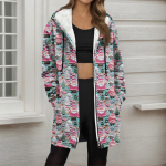 Women's Christmas printed fashionable loose zipper fleece hoodie jacket L