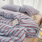 Lihtne stiil Punane ja sinine triibuline tekikott Komplekt Voodi lina Komplekt Pesta puuvillane voodipesu komplekt lastele t&auml;iskasvanutele 1.5m 3pcs