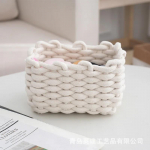 Kootud paks k&ouml;is hoiukorv Puuvillast k&ouml;iest hoiukorv Puuvillast k&ouml;iest lauapealne hoiukorv mitmesuguste esemete jaoks kootud piknik 19 X15 X12CM hall v&auml;rv