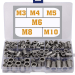 Stainless Steel  M3 M5 M6 M8 M10 ert Threaded Insert Riv Assortment Kit 199 Pieces One Size h&otilde;be