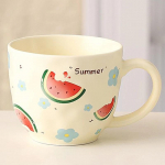 Armas puuviljamustriga keraamiline kruus maasikakohvitass Kaerahelbedest hommikus&ouml;&ouml;gitass Veetass s&otilde;brap&auml;eva kingitus paar veetassi 360ml