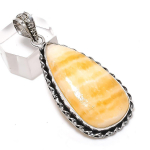 Natural Calcite Agate Gemstone 925 Sterling Silver Jewelry Pendant 2.21 e2j50