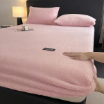 &Uuml;hev&auml;rviline sametist pingulduslinik Paks korallfliisist libisemiskindel voodikate Jacquard-mustriga madratsikaitse Talvine soe pingulduslinik 90x200x25cm roosa