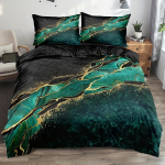 Abstraktne marmortr&uuml;kiga tekikott (1 tekikott + 1/2 padjap&uuml;&uuml;r ), Pehme kuldne marmorist voodipesukomplekt magamistoa &uuml;histuppa 90X200cm 2PCS