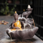 Creative Purple Clay Zen Buddha Backflow viirukip&otilde;leti Lotose viirukipulgahoidja, aroomiteraapia kodusisustusviiruk &ndash; viirukit pole