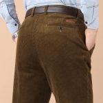 Meeste k&otilde;rge v&ouml;&ouml;kohaga puuvillased sametp&uuml;ksid - L&otilde;dvad sirged s&auml;&auml;red, S&uuml;gis/Talv vabaaja riietus keskealistele ja eakatele Waist 3.1 ft = Size 40