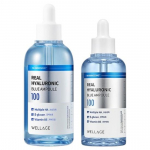 WELLAGE Real Hyaluronic Blue 100 Ampoule Set 100 ml + 75 ml &mdash; Deep Hydration & Moisture Barrier Strengthening Ampoule Duo