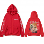 Jaapani Anime Death Note Misa T&otilde;mblukuga Huppar Meestele Naistele Vabaaja &Uuml;le suuruse Puuvillane T&otilde;mblukuga Jakk Unisex Vintaažne T&otilde;mblukuga Dressipluus 3XL punane