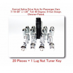 20 Pcs Conical 6 Spline Drive Nut For Passenger Cars 7/16-20 x 1.38 w/Tuner Key