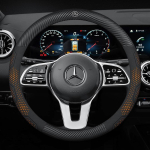 For Mercedes-Benz A C E S V Class GLA GLC GLK Vito Sprinter SL SLK Viano CLA Car Suede Carbon fiber Leather Steering Wheel Cover O Orange Carbon black