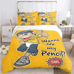 3D prinditud multifilm Sml Jeffy Voodipesukomplekt Magamistoa Pehme Kaasaegne Voodikate Mugav Laste Tekikate Tekikate Ja Padjap&uuml;&uuml;r EU Single(135*200cm)3pcs