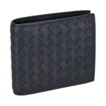 Bottega Veneta Intrecciato kootud disain H&otilde;bedased detailid Nahast rahakott Meeste rahakott Tumesinine 193642V47W18838 Basic Set (Bag+Dust Bag)