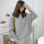 K&otilde;rge kaelusega vabaaja sviiter Naiste Pullover S&uuml;gis- ja Talvine Uus avar, soliidne pikkade varrukatega Slouchy top pikkade varrukatega trikotaaž kampsun One Size hall v&auml;rv