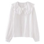 Valge s&auml;rk Naiste Vintage Elegantne Pluus Naiste pikkade varrukatega Sweet Preppy Style Kawaii Chic Basic S&auml;rgid Lolita Aesthetic XS valge