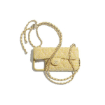 Chanel Classic Chain nahast &otilde;lakott metallilise tviidiga Unisex kotid Kollane AP2082-B05250-NB423 Basic Set (Bag+Dust Bag)