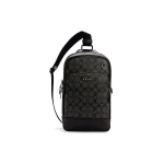 Kott Graham 19 Vintage Lilleline Prindi Kirjalogo T&otilde;mblukuga Sulgemine Nahast Detailid Crossbody Kott V&auml;ike Meeste crossbody kott Must Hall C2932-QBMI5 Basic Set (Bag+Dust Bag)