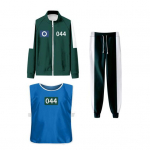 Hooaeg 3 Kalmaarim&auml;ngude Kost&uuml;&uuml;m Kolmeosaline Komplekt Korea Maskeering Meeste &Uuml;likond Meeskonnale Sinine Sport Unisex Pusad Spordi&uuml;likond S P