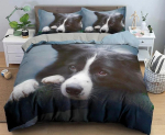 Border Collie koerakatte komplekt, Armas lemmikloomade voodipesukomplekt Pehme voodikate koeras&otilde;bra kodu sisustuseks, T&auml;iuslik kingitus &uuml;he-/kahe-/&uuml;heinimese-/queen-/king-suuruses vooditele Baby 100x135cm gray