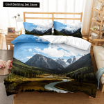 Altai M&auml;ed Kuningas Kuninganna Tekikate Loodusmaastik Voodipesu Komplekt Metsaj&auml;rve Maastik Tekikate Pol&uuml;ester Tekikate Kate AU Single(140x210cm)