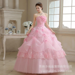 Pikkade varrukatega pulmakleit A-kujuline uus, pitsiline pruudi pulmakleit, naisterahvas L roosa