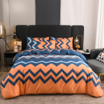 3-osaline tekikottide komplekt Retro Abstraktne Sinine Oranž Geomeetriline Zig Zag Tekikott, Pehme Tekstuuriga Voodipesu Komplektid Queen King Topelt Suurus T&ouml;&ouml;riist EU Single-135x200 white