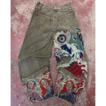 GLYDE Streetwear Jeans Y2K Harajuku Gooti Retro Hip Hop Tikitud Laiad Teksap&uuml;ksid Meestele Naistele Uued K&otilde;rge V&ouml;&ouml;koht Lai Jalg P&uuml;ksid S black