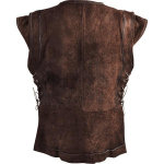 Uus Meeste Vintage Keskaegne S&otilde;dalase Suede Vest Varrukateta Retro Paelkinnitusega Vest R&uuml;&uuml;tli Cosplay Suede Nahkkiiver Piraadi Tuunika S pruun
