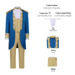 Meeste George Washingtoni Cosplay Kost&uuml;&uuml;m - Retro Hamilton Muusikali S&otilde;jav&auml;evorm Double Extra Large