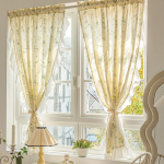 Talumaja Ruffle Kardinad, Prantsuse Maakodu Lilleline Kardin Elutuppa Magamistuppa, Valgust Filtreerivad Shabby Chic Aknakardinad W150xH60cm&Rod Pocket