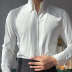 Meeste Slim Fit Valge Pikkade Varrukatega Prantsuse S&auml;rk - Triikimisvaba, Suur Krae, &Auml;riametlik 5XL valge