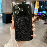 Luksuslik S&auml;delevate Kivistide Magnetiline &Uuml;mbris iPhone Air 17 16 15 14 13 Pro Max jaoks Kriimustusvastane Suure Klaasaknaga Kaamera Kaitsekaas iPhone17 must