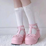 Magusa s&uuml;damepandlaga kiilud Mary Janes Naistele Roosa T-rihmaga Paks platvorm Lolita kingad Naistele Punk Gooti Cosplay kingad 43 35 roosa