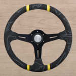 JDM Ultra Graffiti Suede Nahast Rooliratas Universaalne S&uuml;gava Keskusega V&otilde;idus&otilde;idu Drifti Spordi Rooliratas must