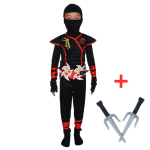 Halloweeni Ninja Kost&uuml;&uuml;m Lastele Ninja Kost&uuml;&uuml;m Must Luksuslik Ninja Kost&uuml;&uuml;m Poistele Lastele m&otilde;eldud noa ja kahvliga (10-12 aastat) M(7-9Y) black