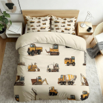 Multikas Voodipesu Poisid Lapsed Ehitusplats Ekskavaator Buldooser Voodipesu Komplekt, Veoauto Ehitusmasin Kraana Tekikoti Komplekt 150*200cm/59x79in Single/Twin 3pcs