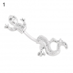 Naiste Trendikas Rhinestone Gecko Navel Bar K&otilde;hur&otilde;ngas Keha augustamine Ehted Kingitus valge