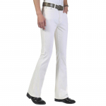 Meeste Denim Bootcut P&uuml;ksid 70ndate Western Cowboy Bell Alt laienevad teksad p&uuml;ksid vabaaja pluss suurus 35 valge